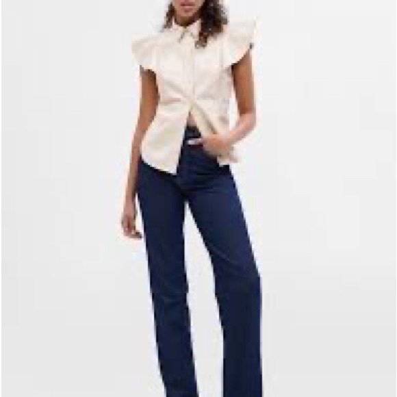 Gap Womens Vegan Leather Flutter Button Down XXS - Picture 4 of 6